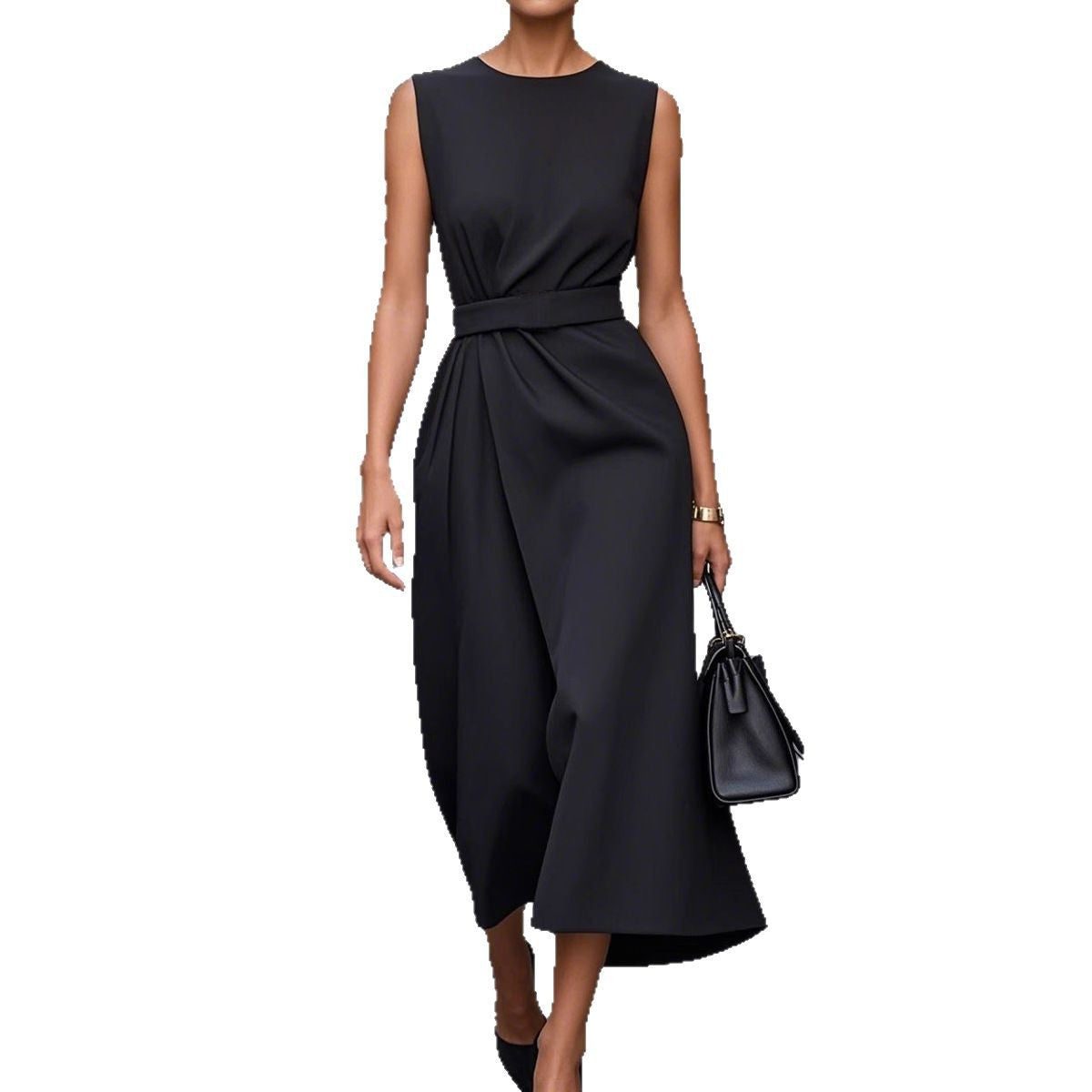 Robe Longue Moulante sans Manches avec Fente pour Femme - View 9