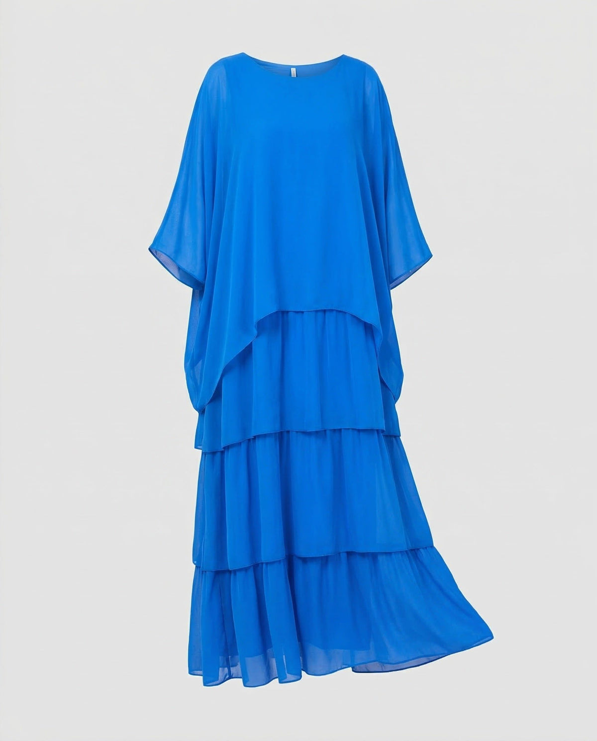 Robe Longue Mousseline à Volants pour Femme - Bleu
