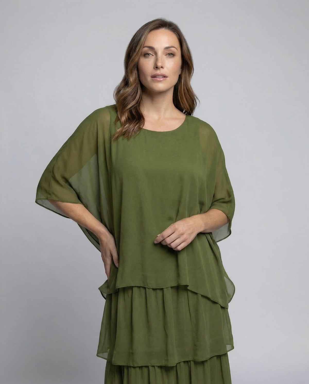Robe Longue Mousseline à Volants pour Femme - View 2