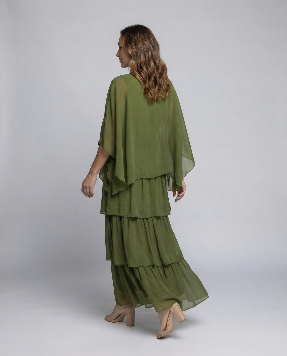 Robe Longue Mousseline à Volants pour Femme - View 4