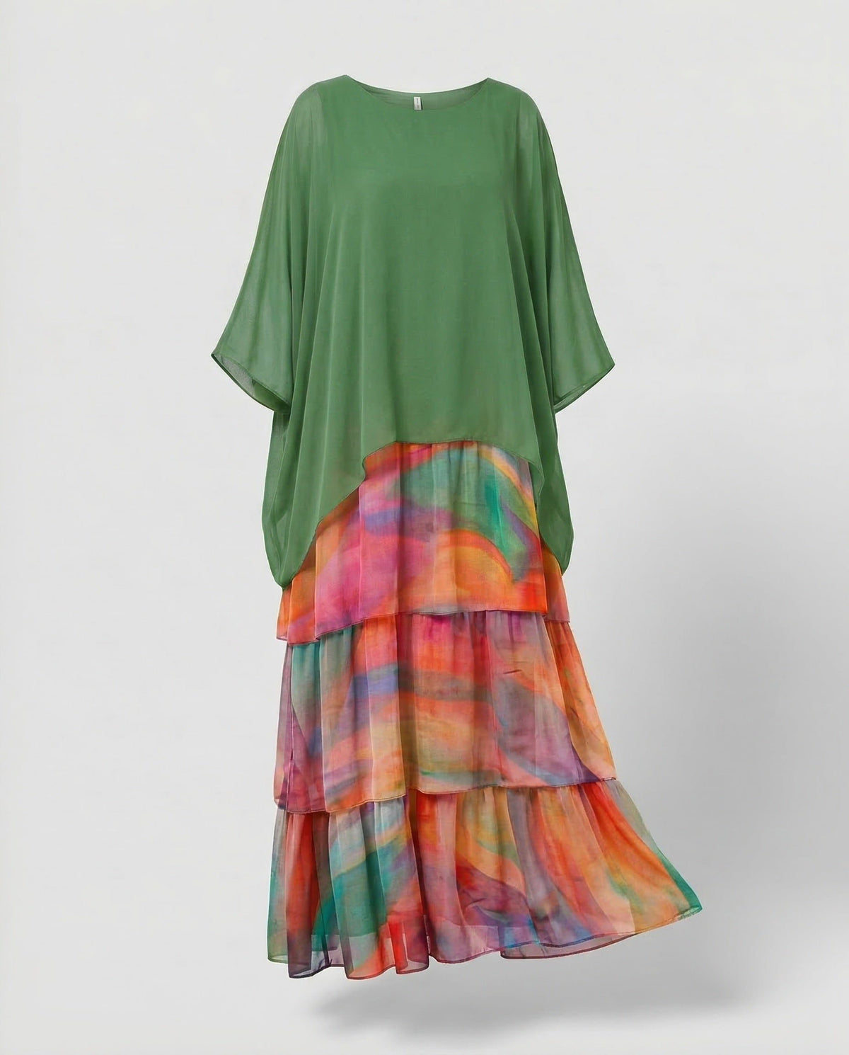 Robe Longue Mousseline à Volants pour Femme - Multicolore