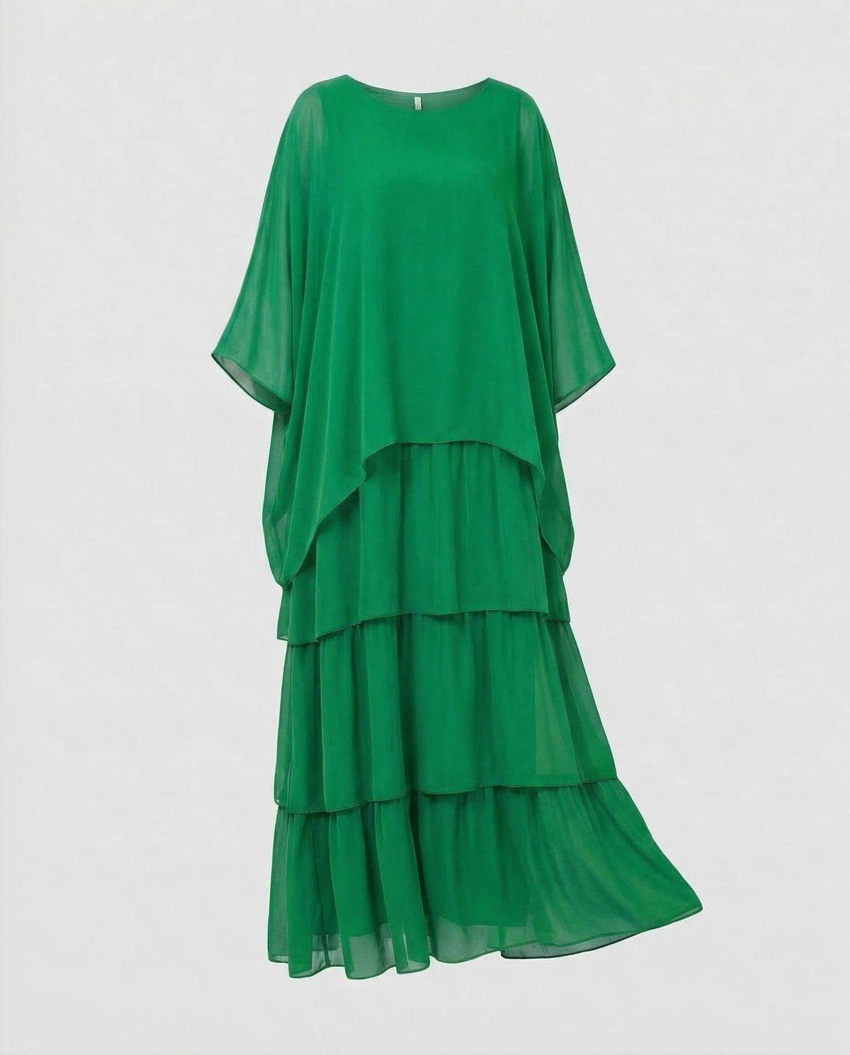 Robe Longue Mousseline à Volants pour Femme - Vert