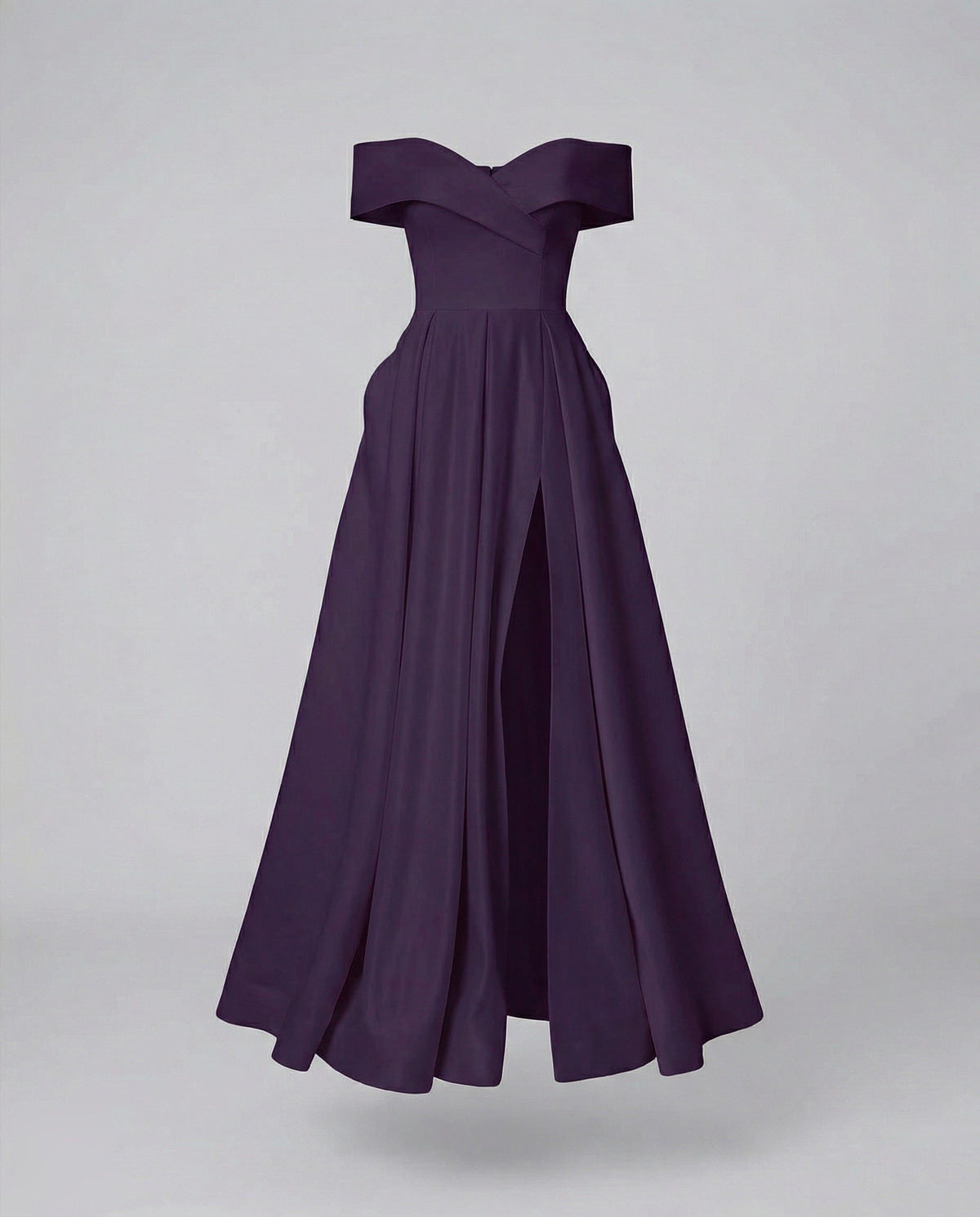 Robe Longue Épaules Dénudées avec Fente pour Femme - Violet foncé