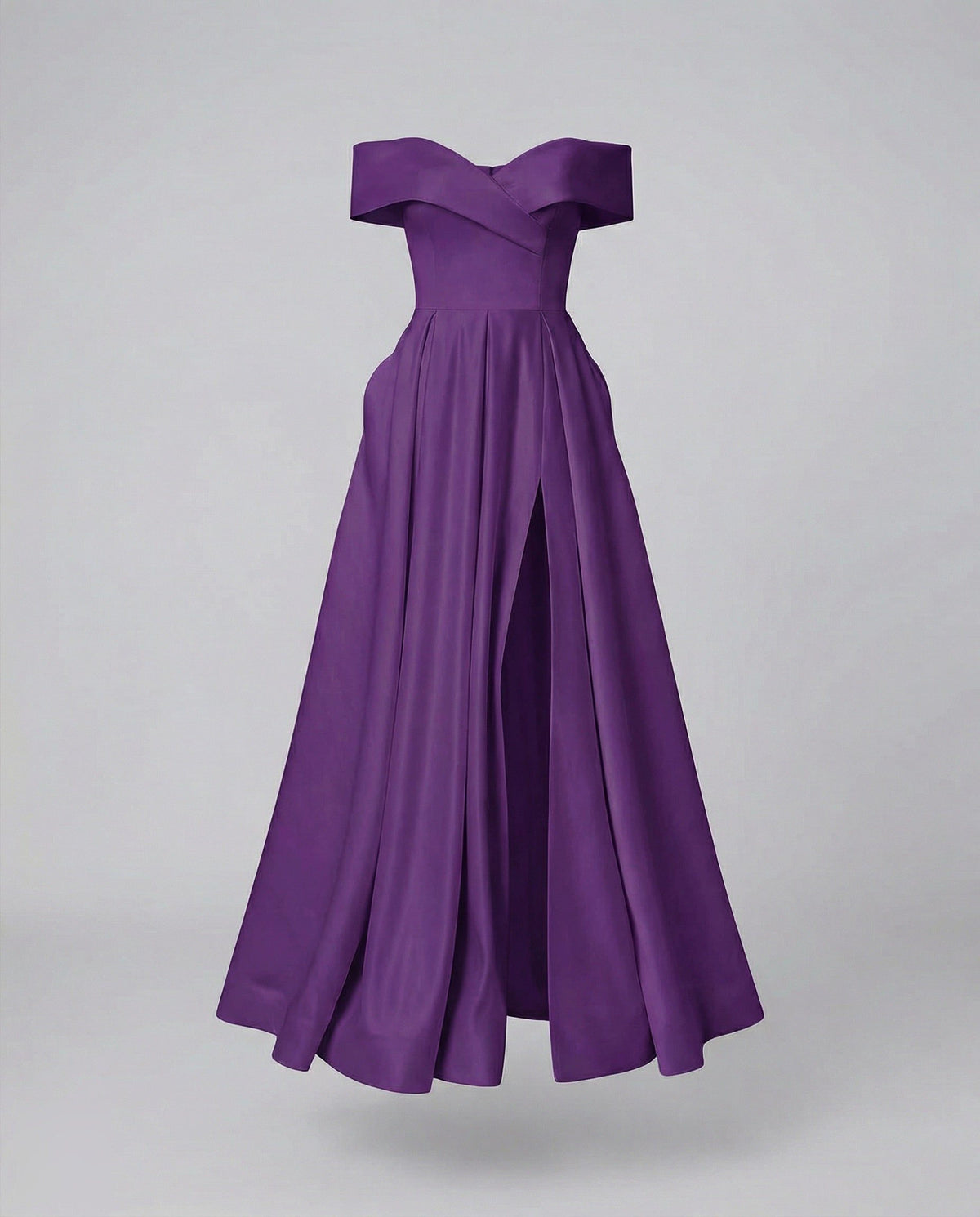 Robe Longue Épaules Dénudées avec Fente pour Femme - Lilas
