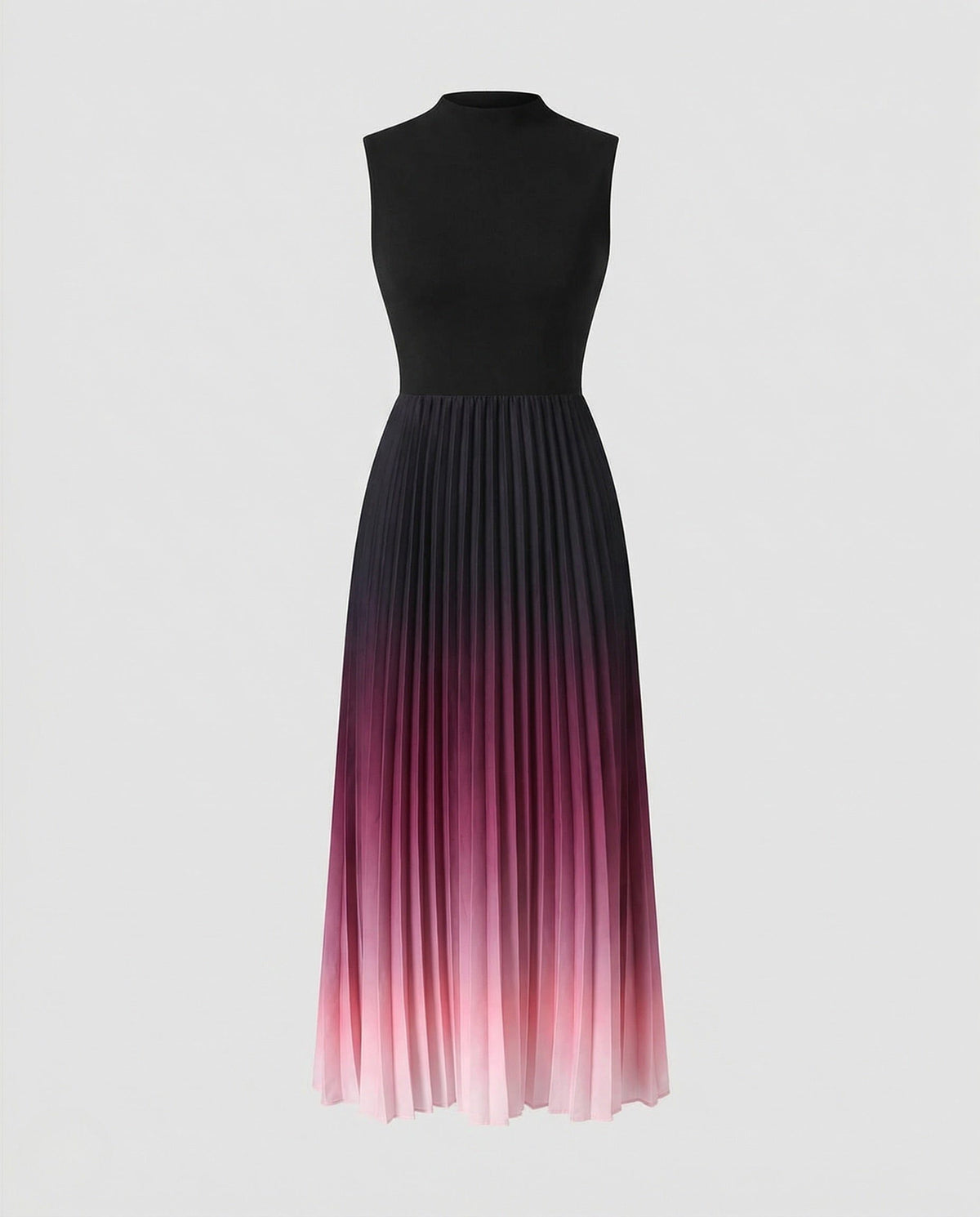 Robe Longue Plissée avec Col Montant pour Femme - View 5