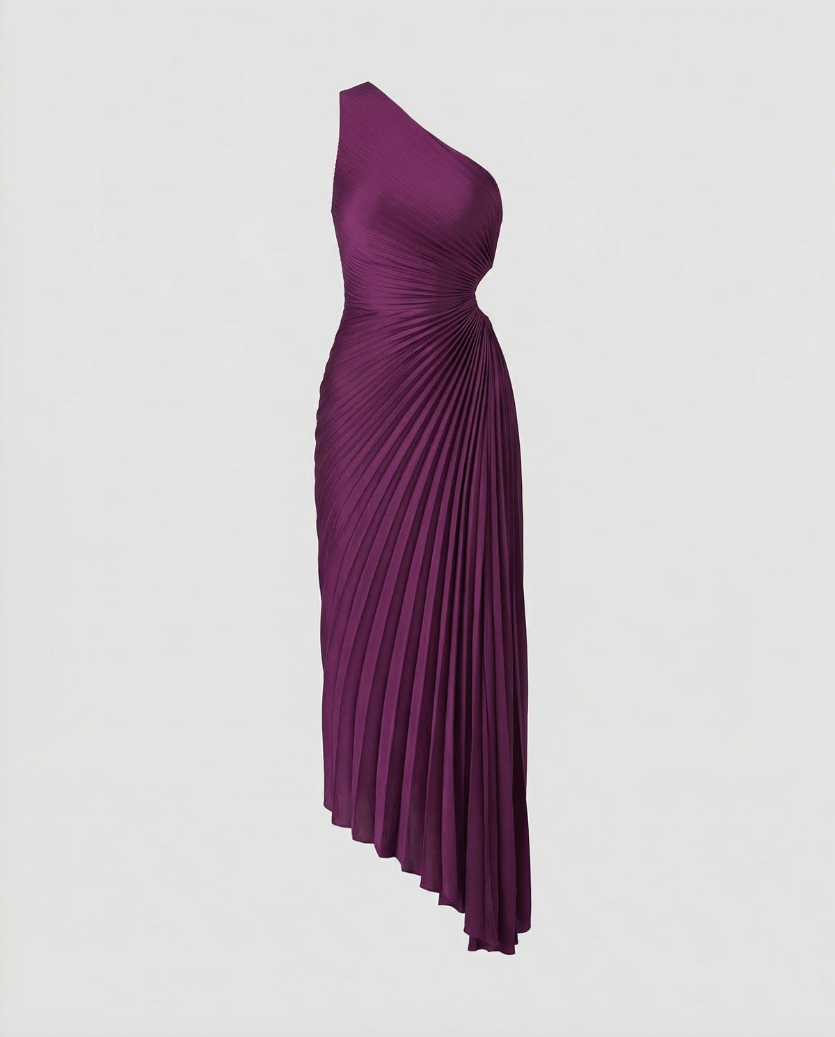 Robe Longue une Épaule Plissée avec Découpe Taille pour Femme - Lilas
