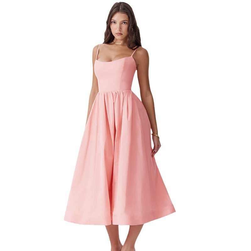 Robe Longue Évasée avec Bretelles Fines pour Femme - View 5
