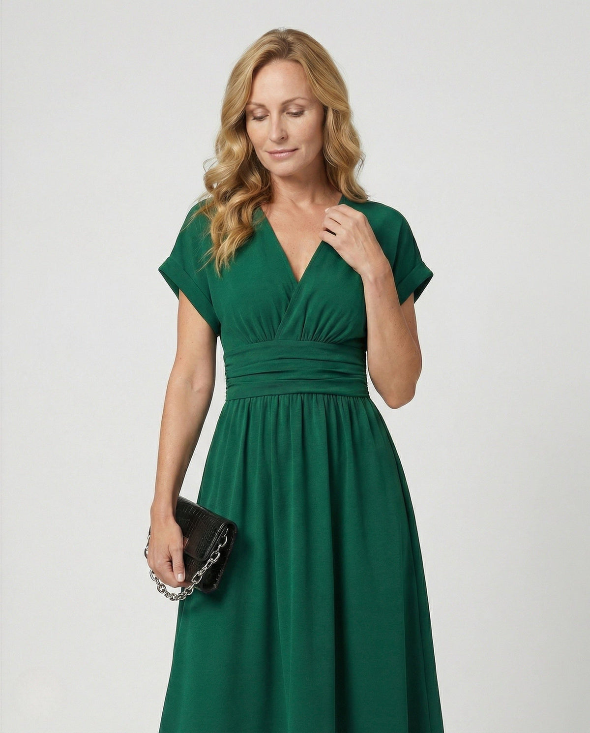 Robe Mi-Longue Cache-Cœur Taille Ceinturée pour Femme - View 2