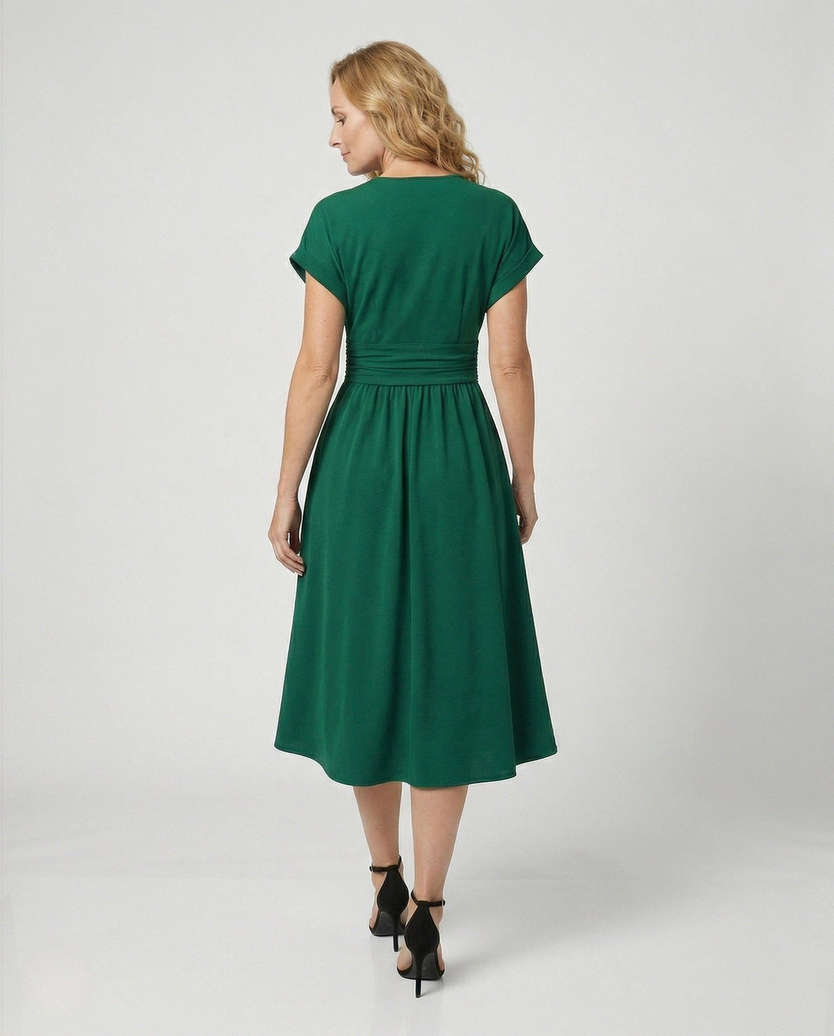 Robe Mi-Longue Cache-Cœur Taille Ceinturée pour Femme - View 4