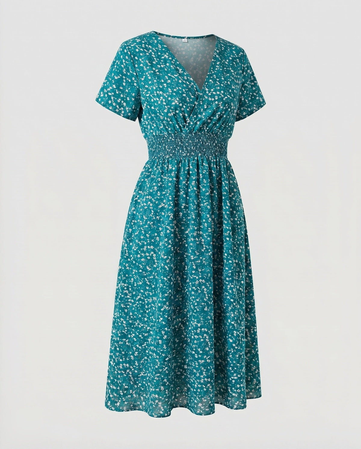 Robe Mi-Longue Ligne A Col V pour Femme - Vert foncé