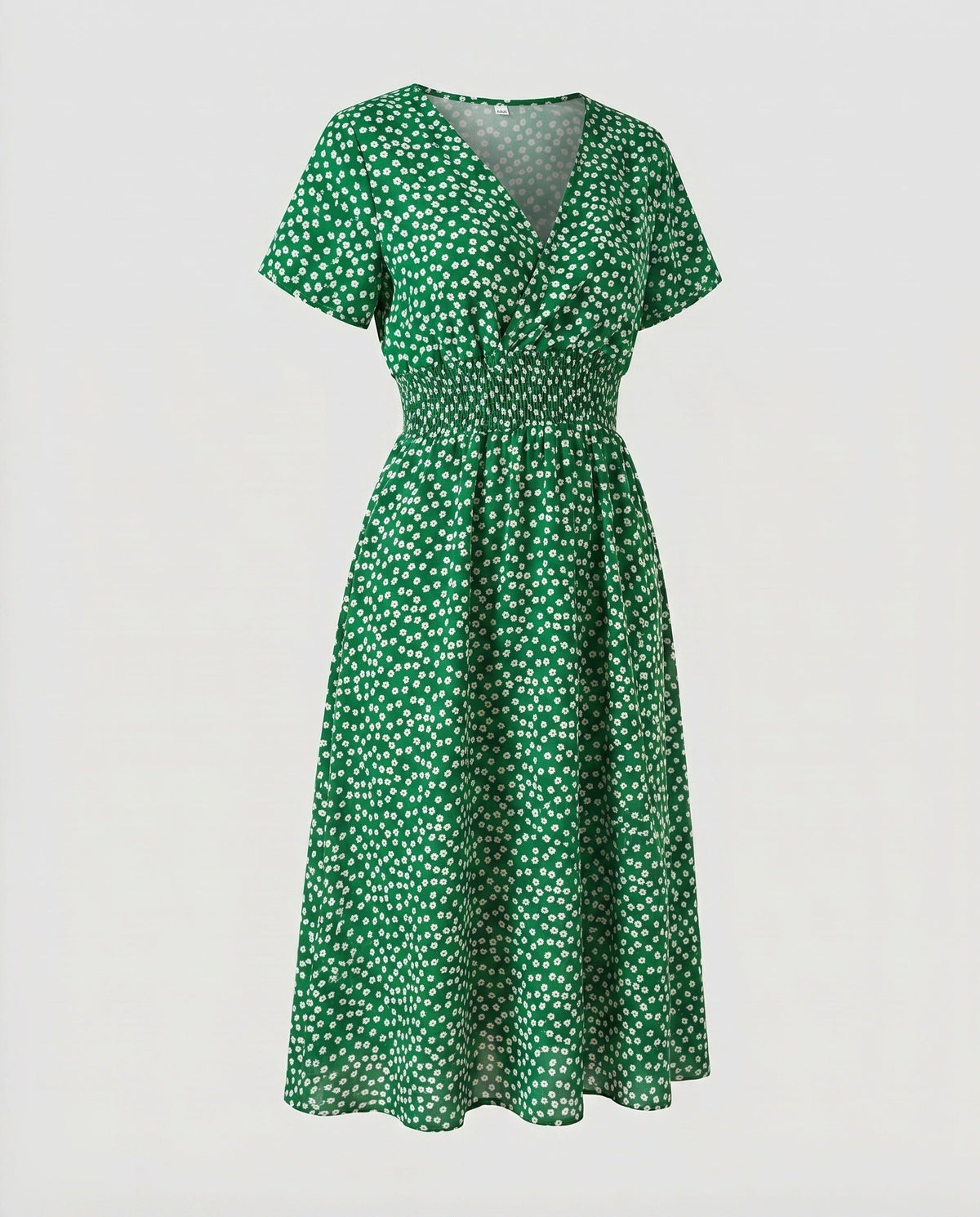 Robe Mi-Longue Ligne A Col V pour Femme - Vert clair