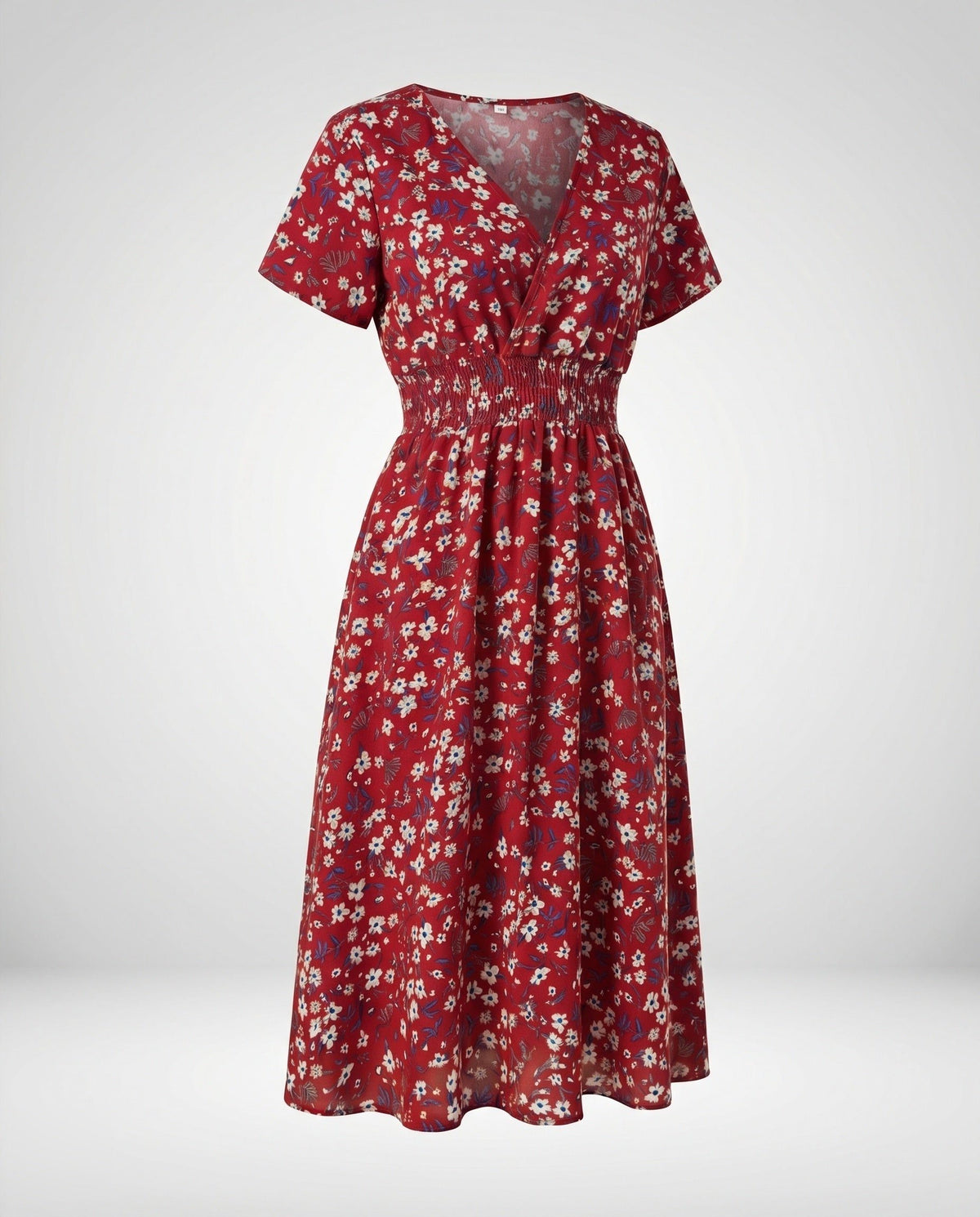 Robe Mi-Longue Ligne A Col V pour Femme - Crème