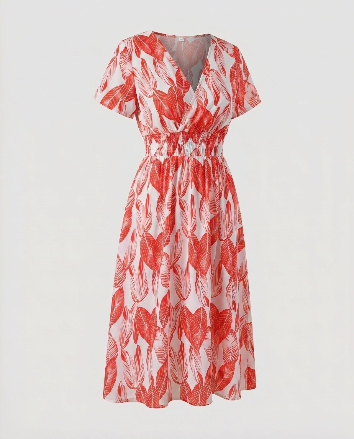 Robe Mi-Longue Ligne A Col V pour Femme - Gris clair