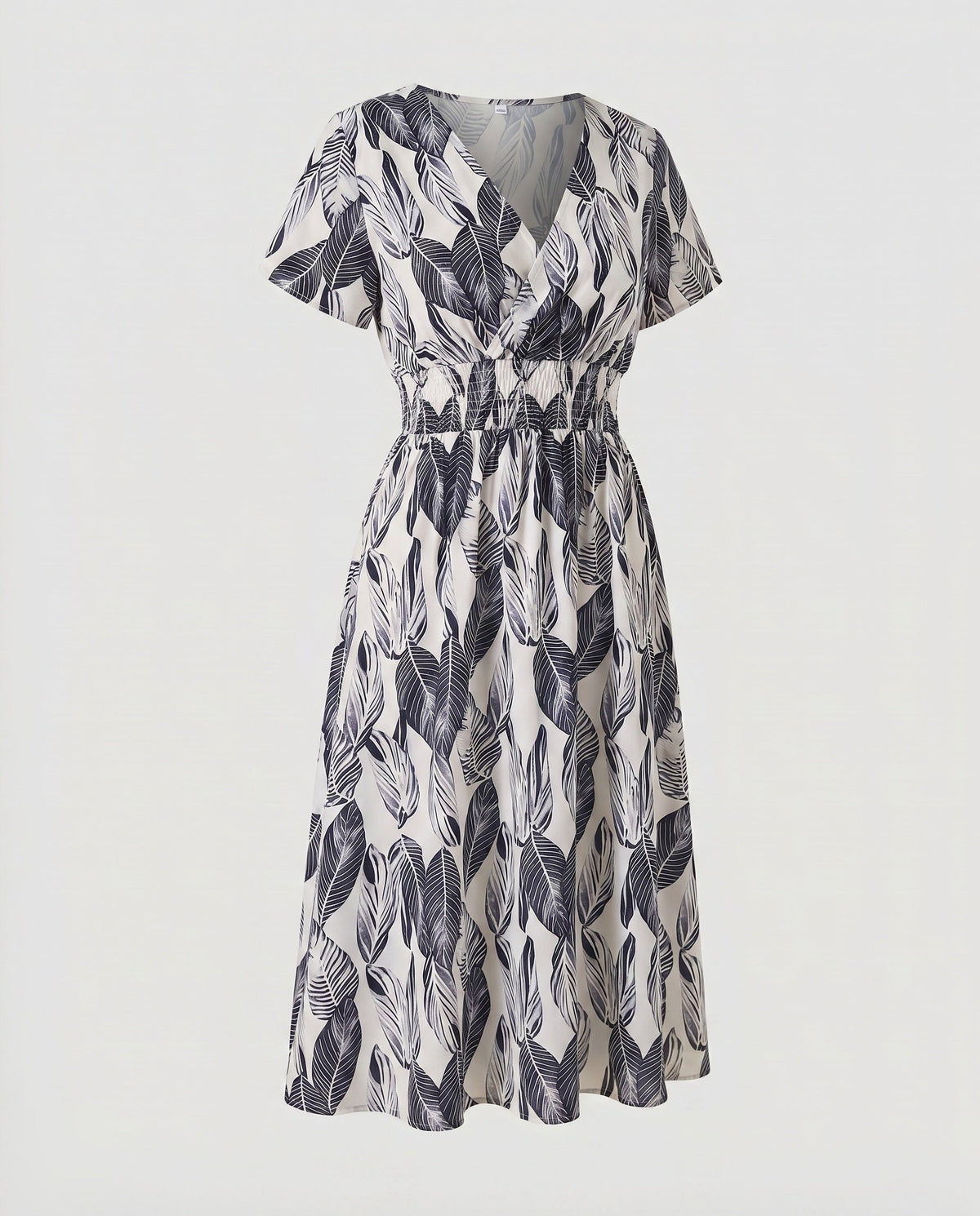 Robe Mi-Longue Ligne A Col V pour Femme - Gris foncé