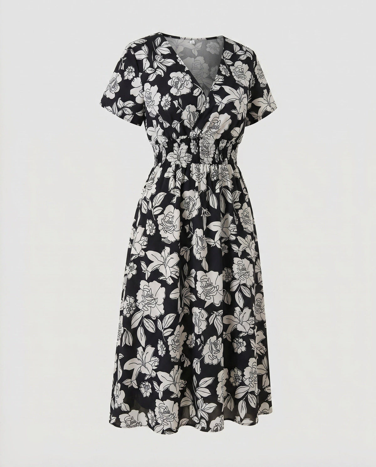 Robe Mi-Longue Ligne A Col V pour Femme - Bordeaux