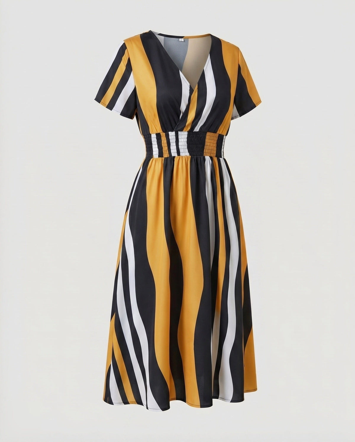 Robe Mi-Longue Ligne A Col V pour Femme - Kaki