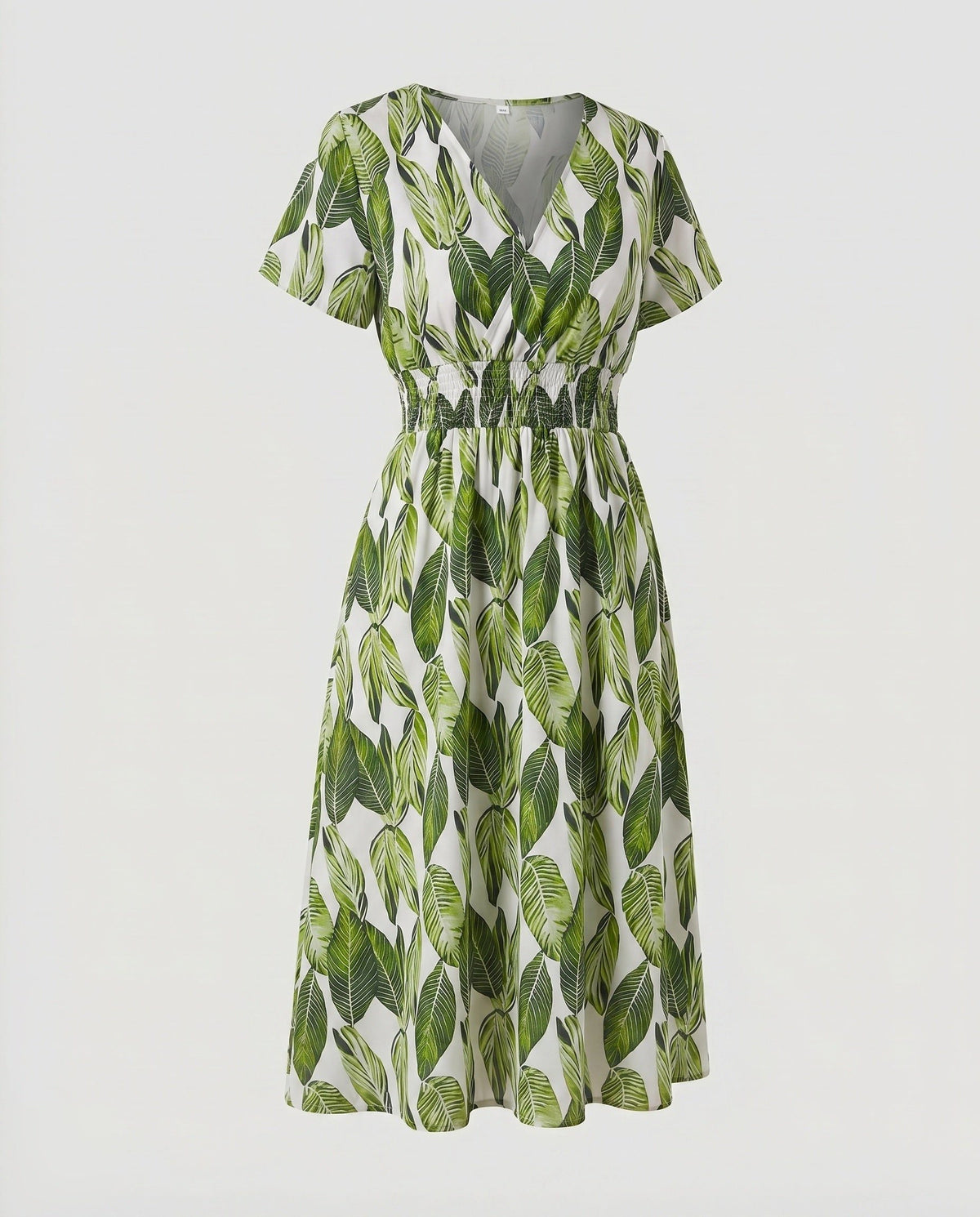 Robe Mi-Longue Ligne A Col V pour Femme - Abricot