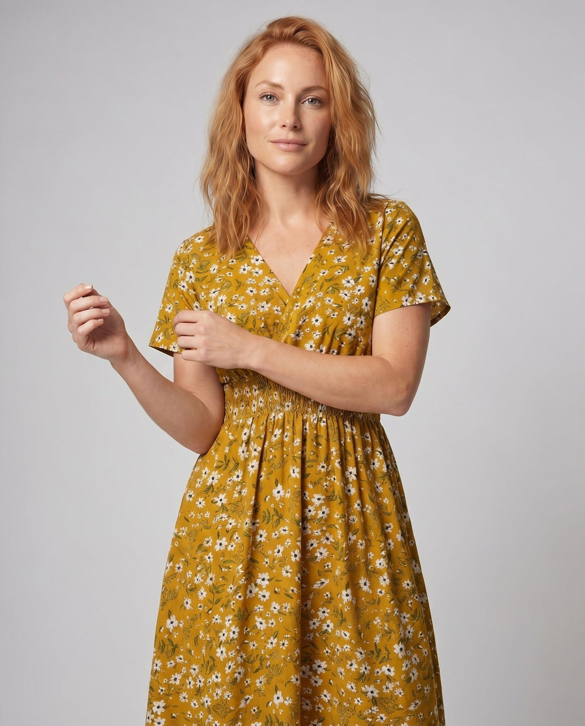 Robe Mi-Longue Ligne A Col V pour Femme - View 2