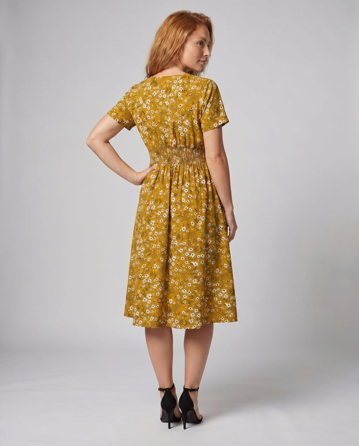 Robe Mi-Longue Ligne A Col V pour Femme - View 4