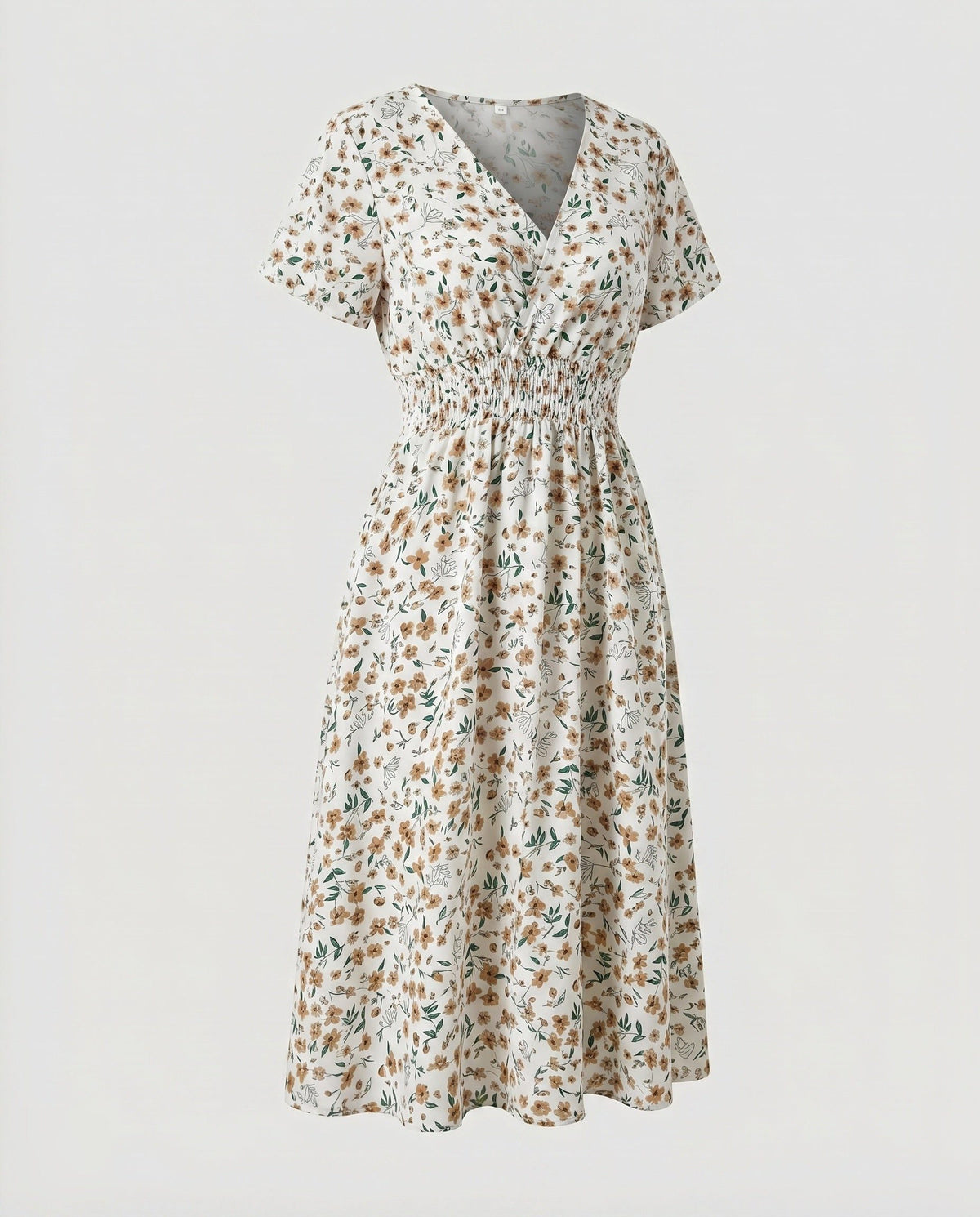 Robe Mi-Longue Ligne A Col V pour Femme - Blanc