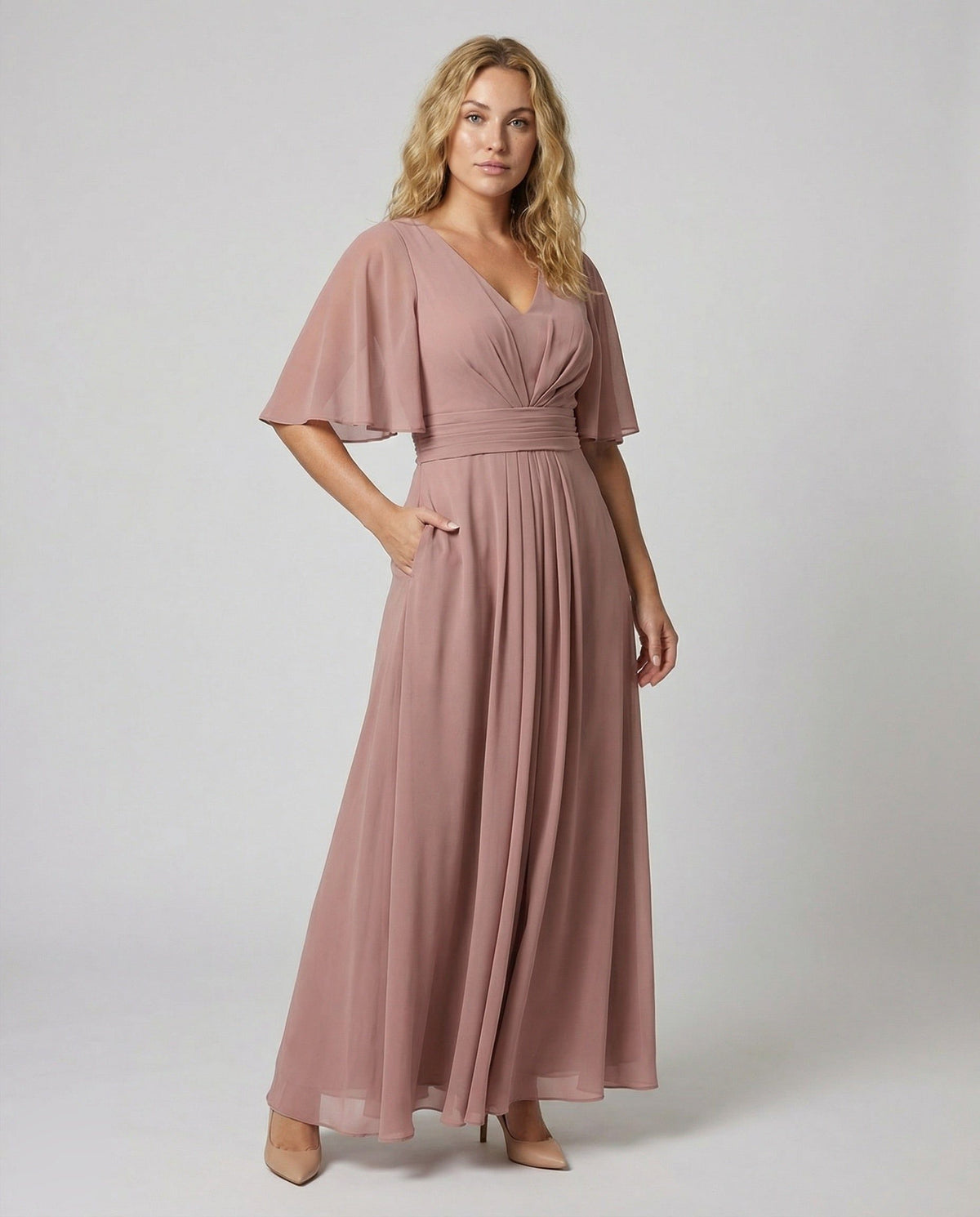 Robe Mi-Longue Mousseline Évasée pour Femme