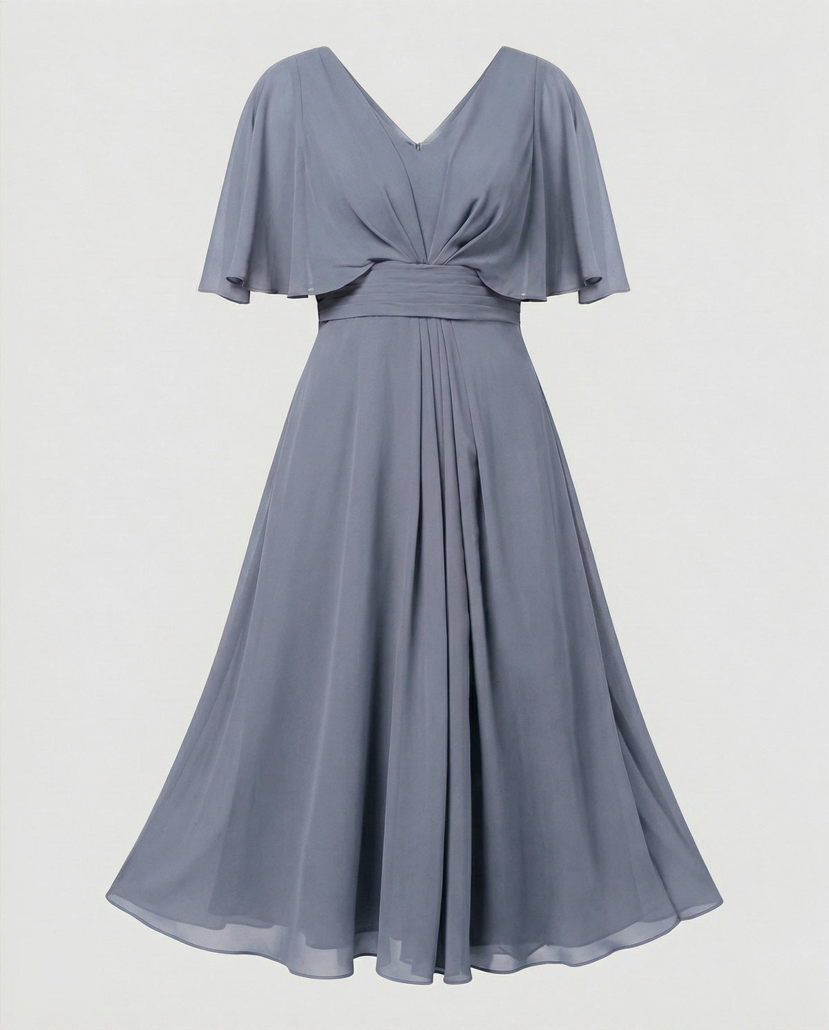 Robe Mi-Longue Mousseline Évasée pour Femme - Bleu