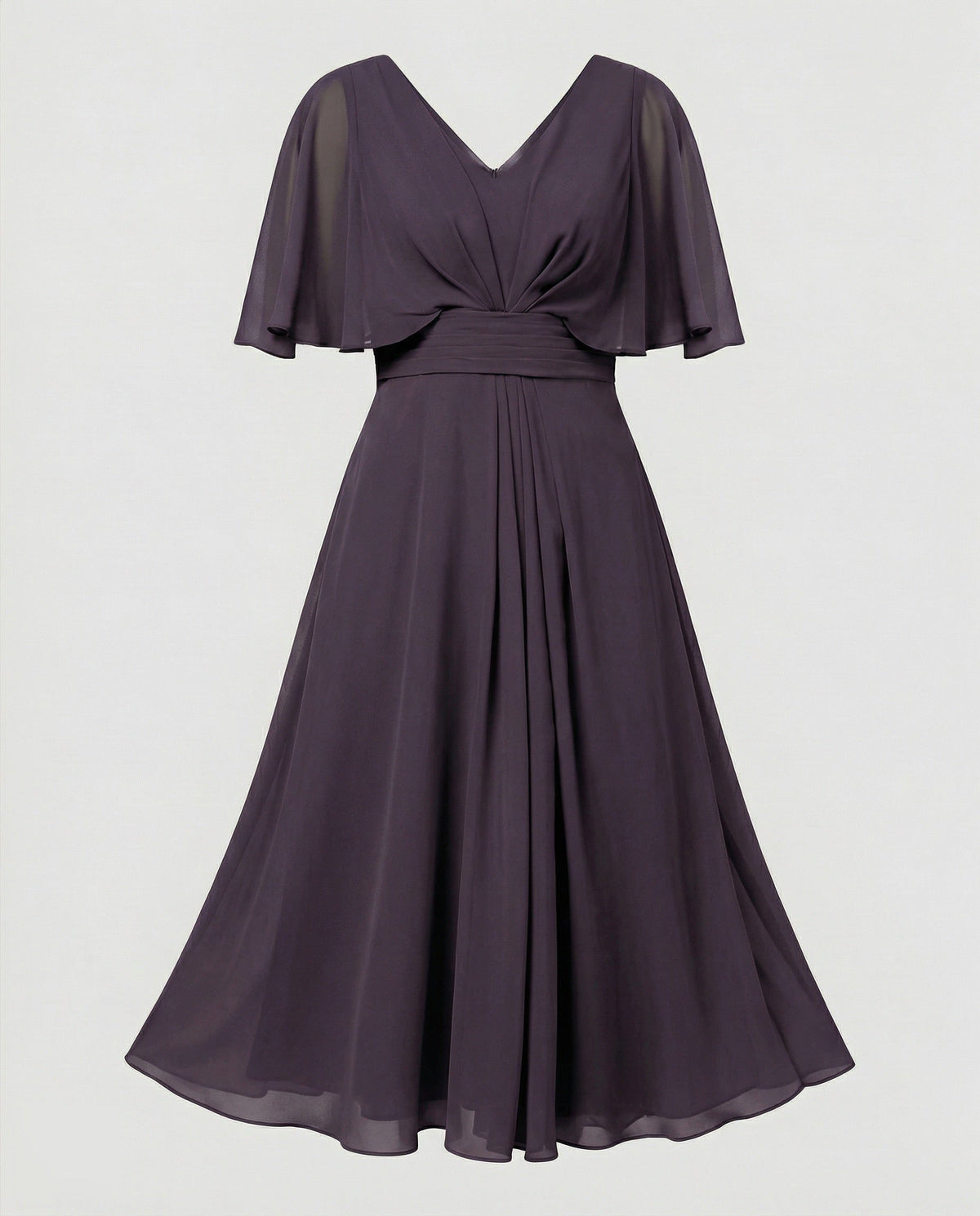 Robe Mi-Longue Mousseline Évasée pour Femme - Lilas