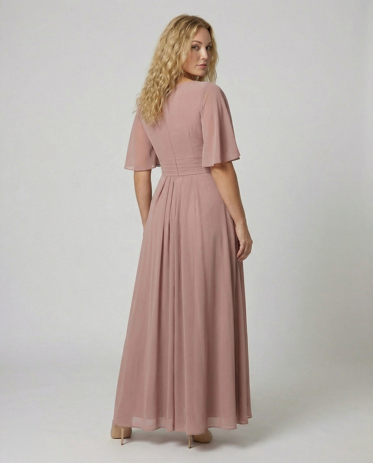 Robe Mi-Longue Mousseline Évasée pour Femme - View 4