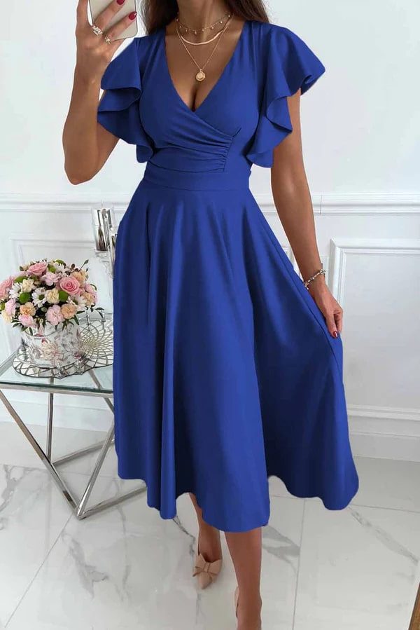Robe Mi-Longue à Volants pour Femme