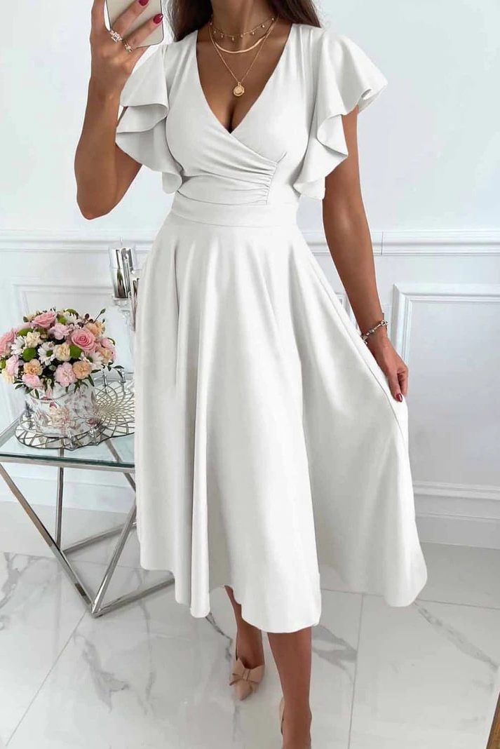 Robe Mi-Longue à Volants pour Femme