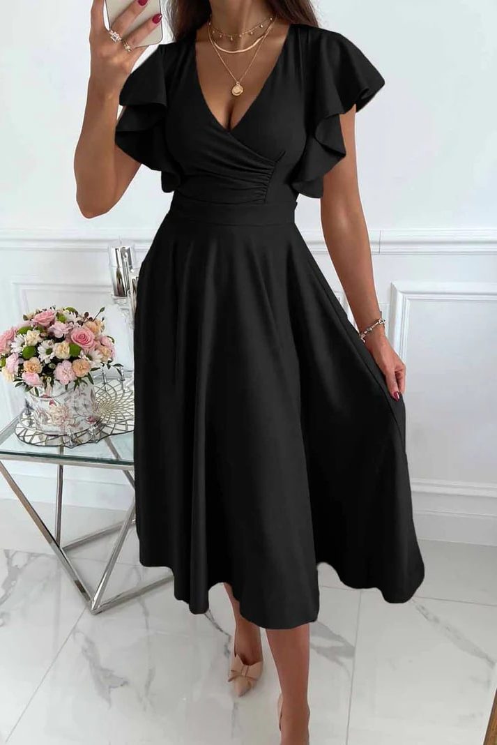 Robe Mi-Longue à Volants pour Femme