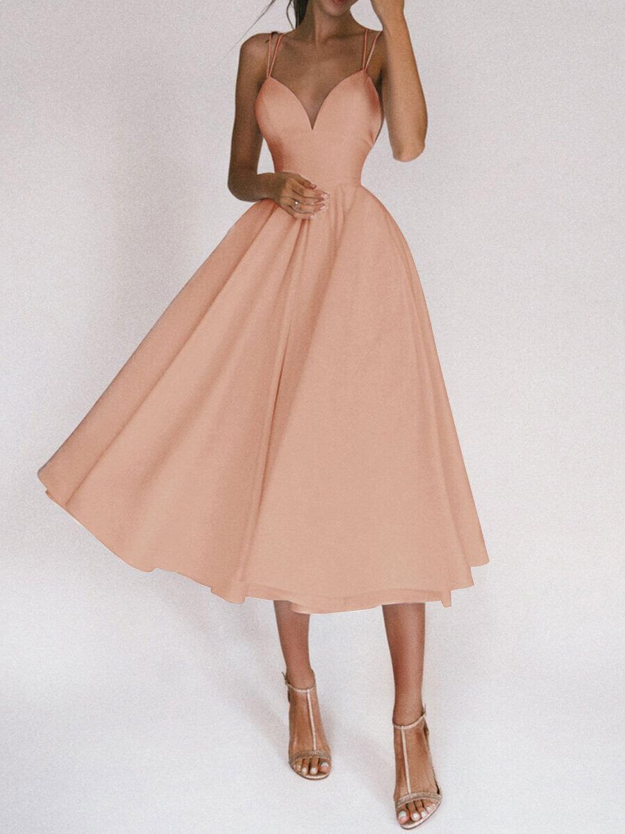 Robe Midi avec Col V et Bretelles Fines pour Femme - View 11