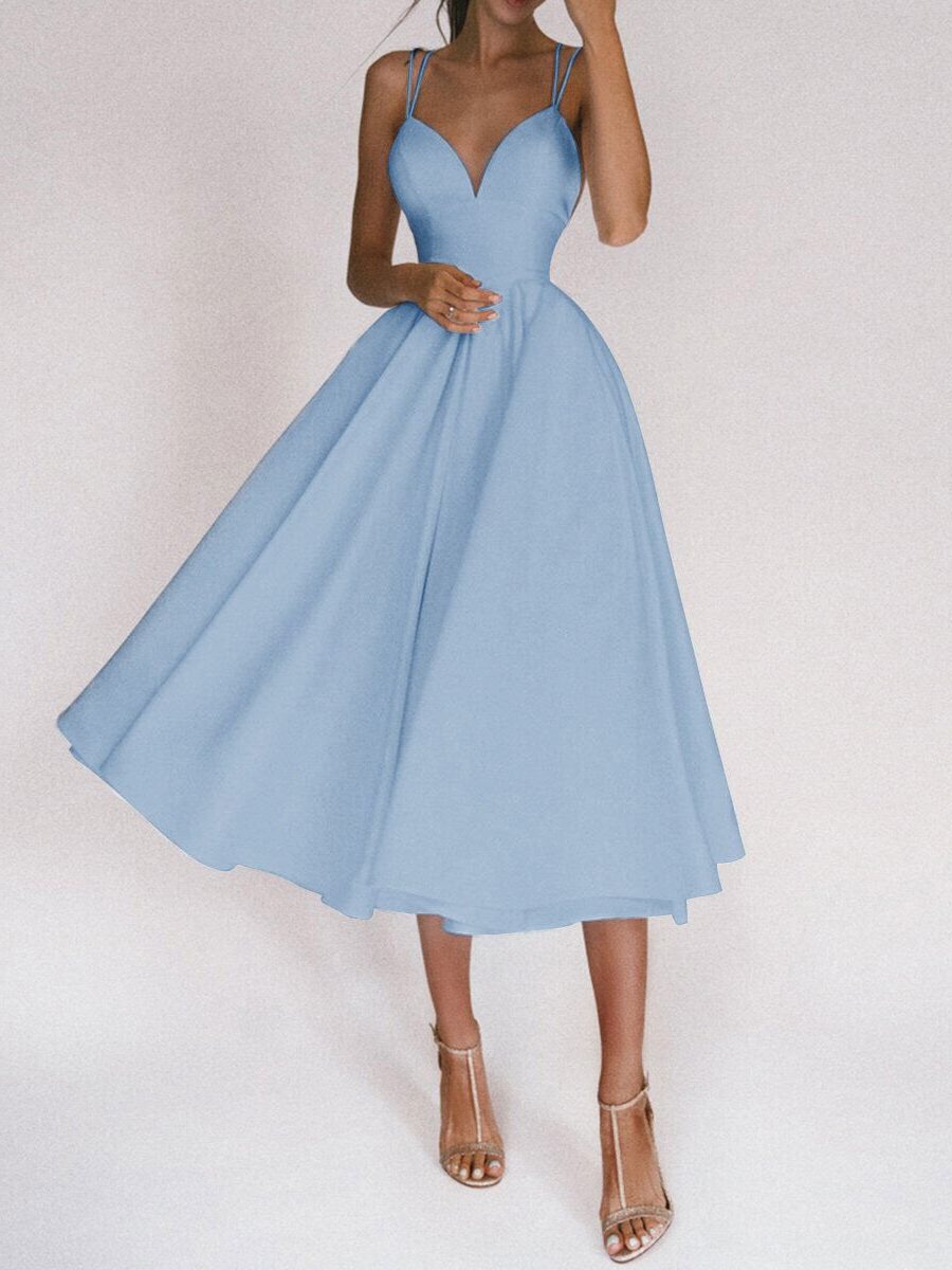 Robe Midi avec Col V et Bretelles Fines pour Femme - View 14