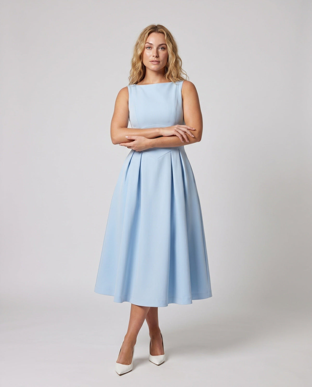 Robe Midi Évasée sans Manches pour Femme