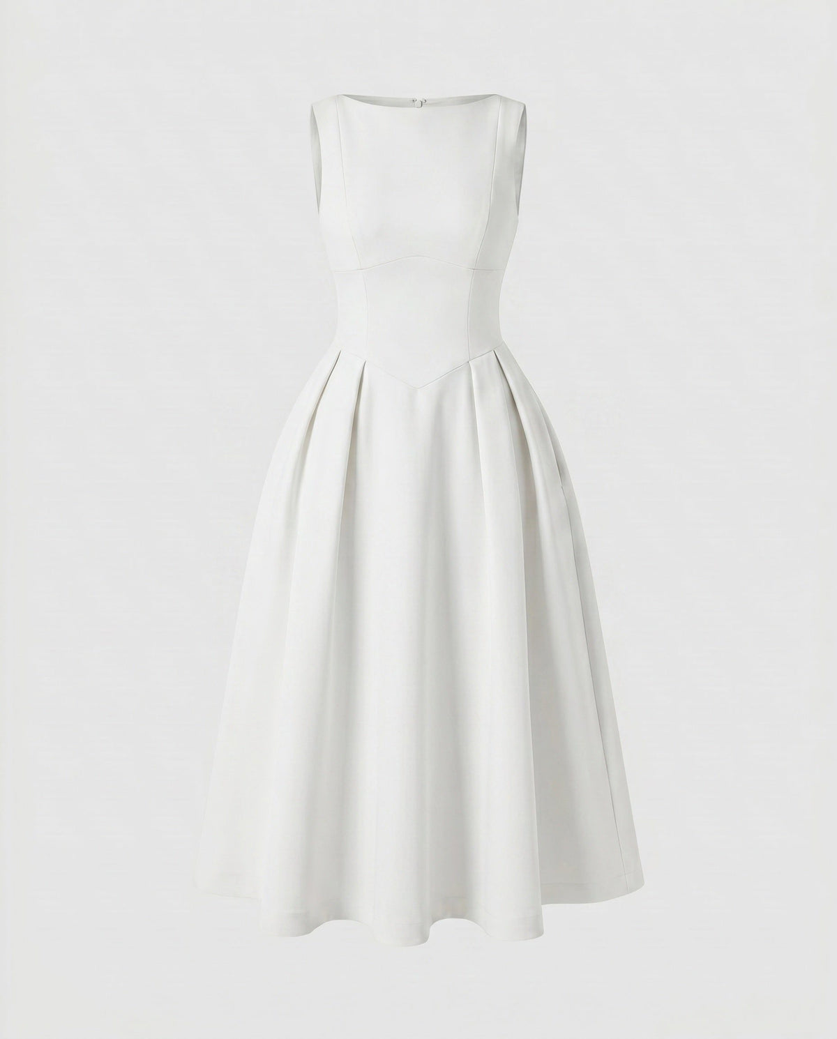 Robe Midi Évasée sans Manches pour Femme - Blanc