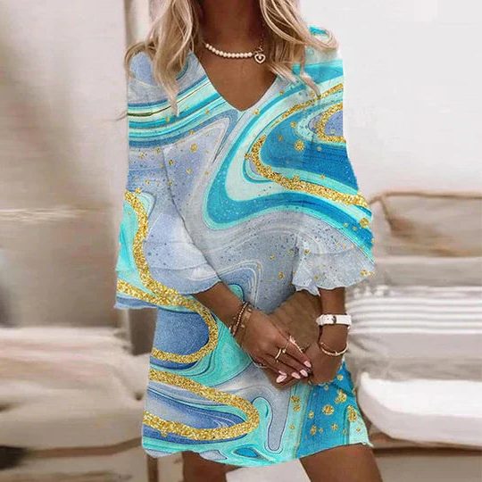 Robe Évasée aux Manches Cloche pour Femme
