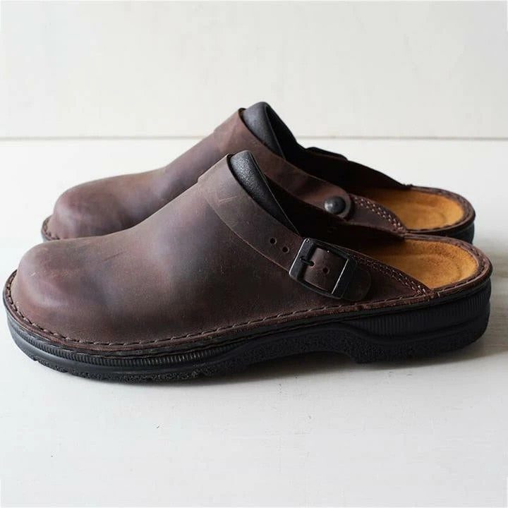 Sabot à Boucle avec Semelle Plateforme pour Femme - Marron