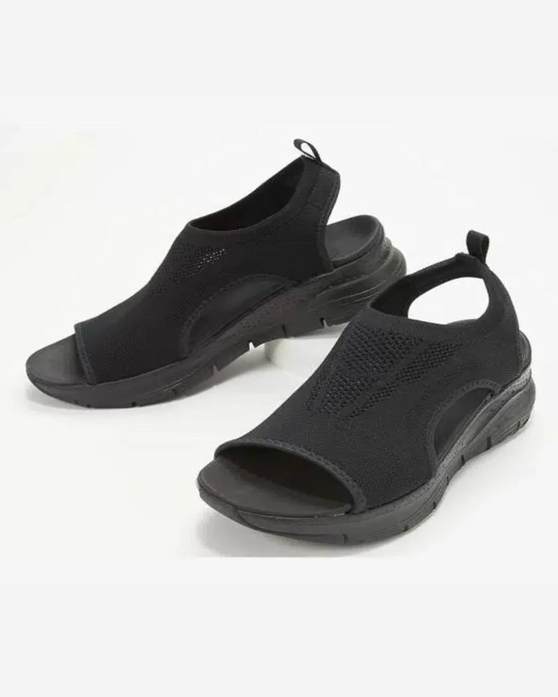 Sandales à Bout Ouvert Tricotées Talon Bloc pour Femme