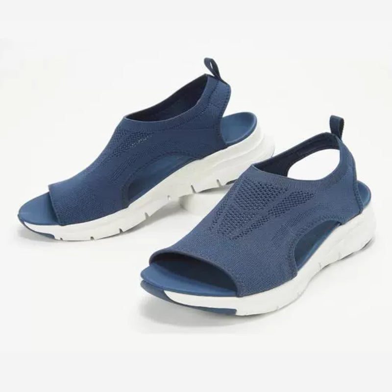 Sandales à Bout Ouvert Tricotées Talon Bloc pour Femme