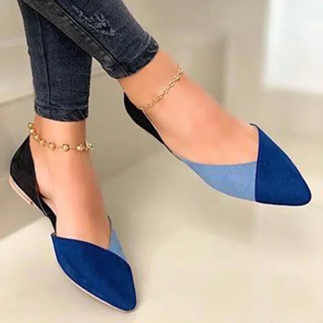 Sandales à Bout Pointu Plates pour Femme - Bleu foncé