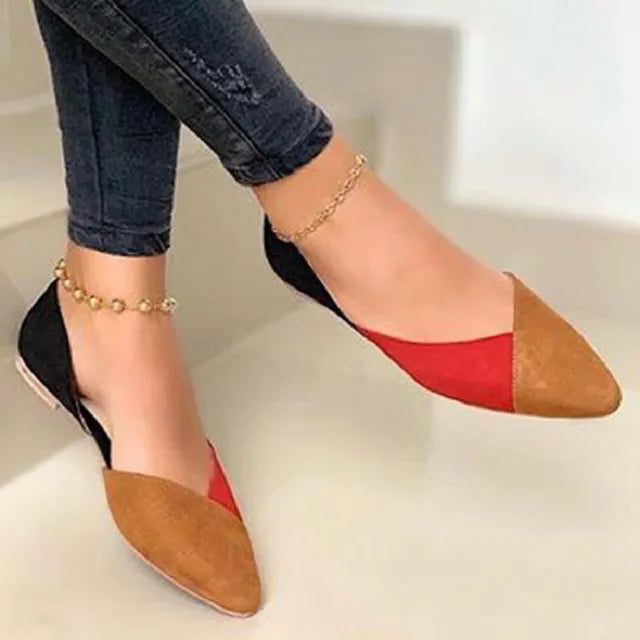 Sandales à Bout Pointu Plates pour Femme - Marron foncé