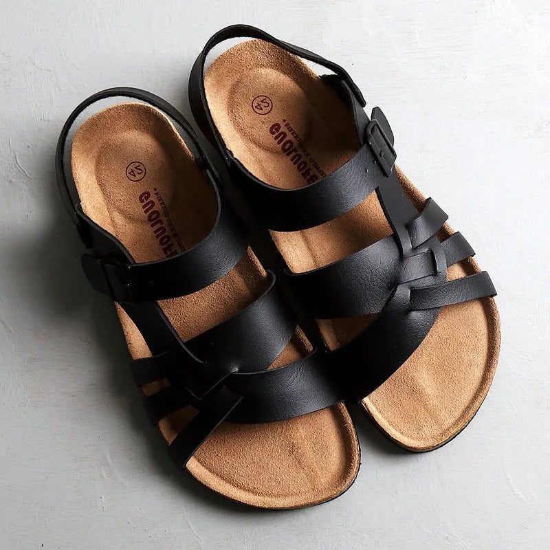 Sandales à Talon Bloc avec Lanières pour Femme - Noir