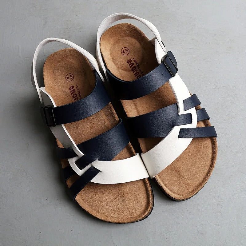 Sandales à Talon Bloc avec Lanières pour Femme - Bleu
