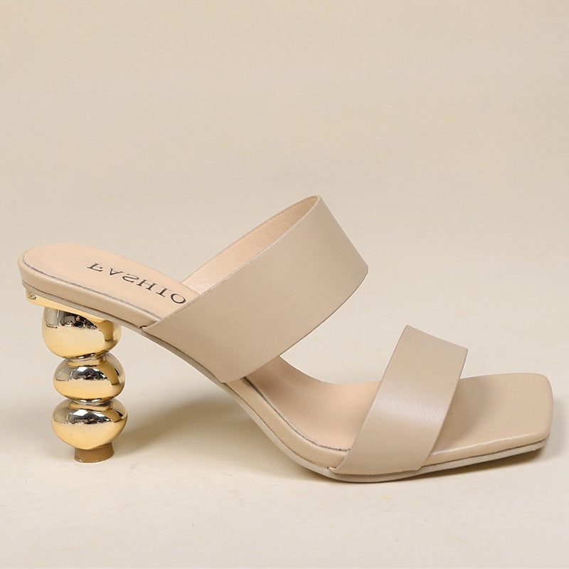 Sandales à Talon Bombé avec Double Bride pour Femme
