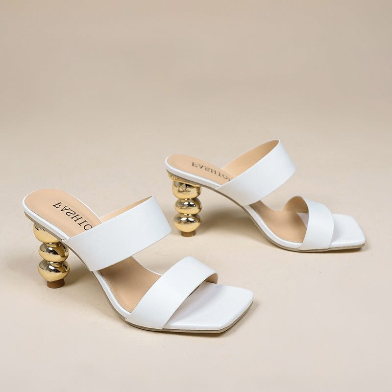 Sandales à Talon Bombé avec Double Bride pour Femme - View 2