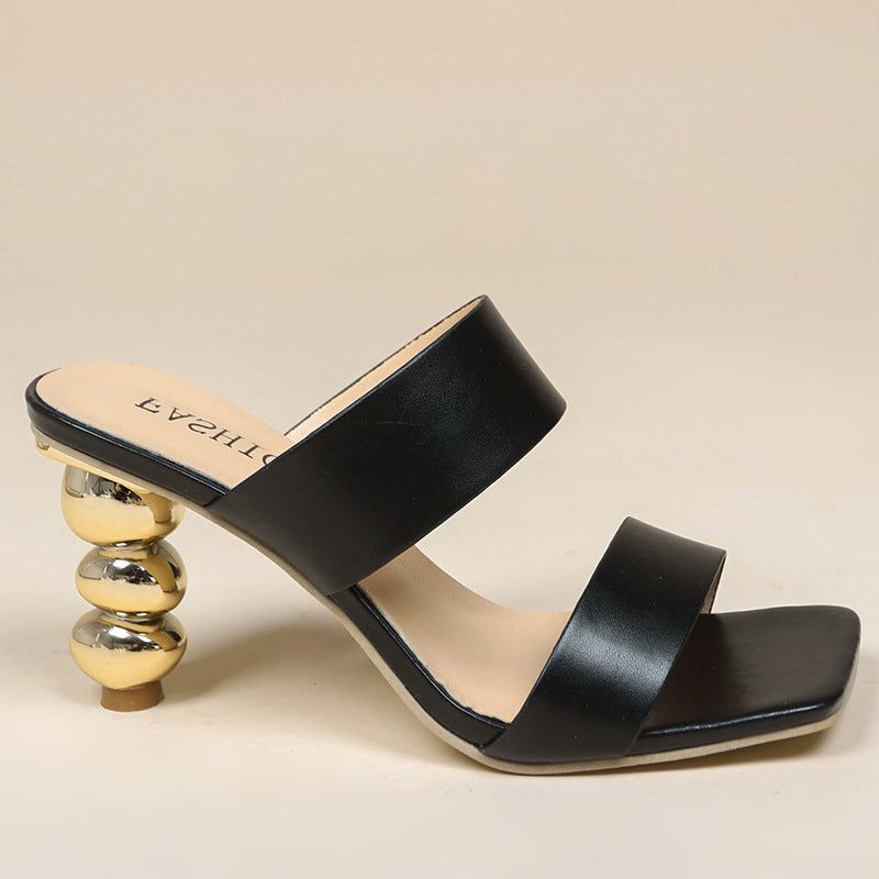 Sandales à Talon Bombé avec Double Bride pour Femme - View 3