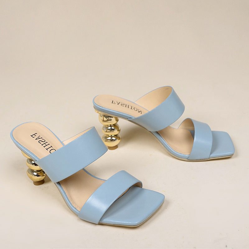 Sandales à Talon Bombé avec Double Bride pour Femme - View 4