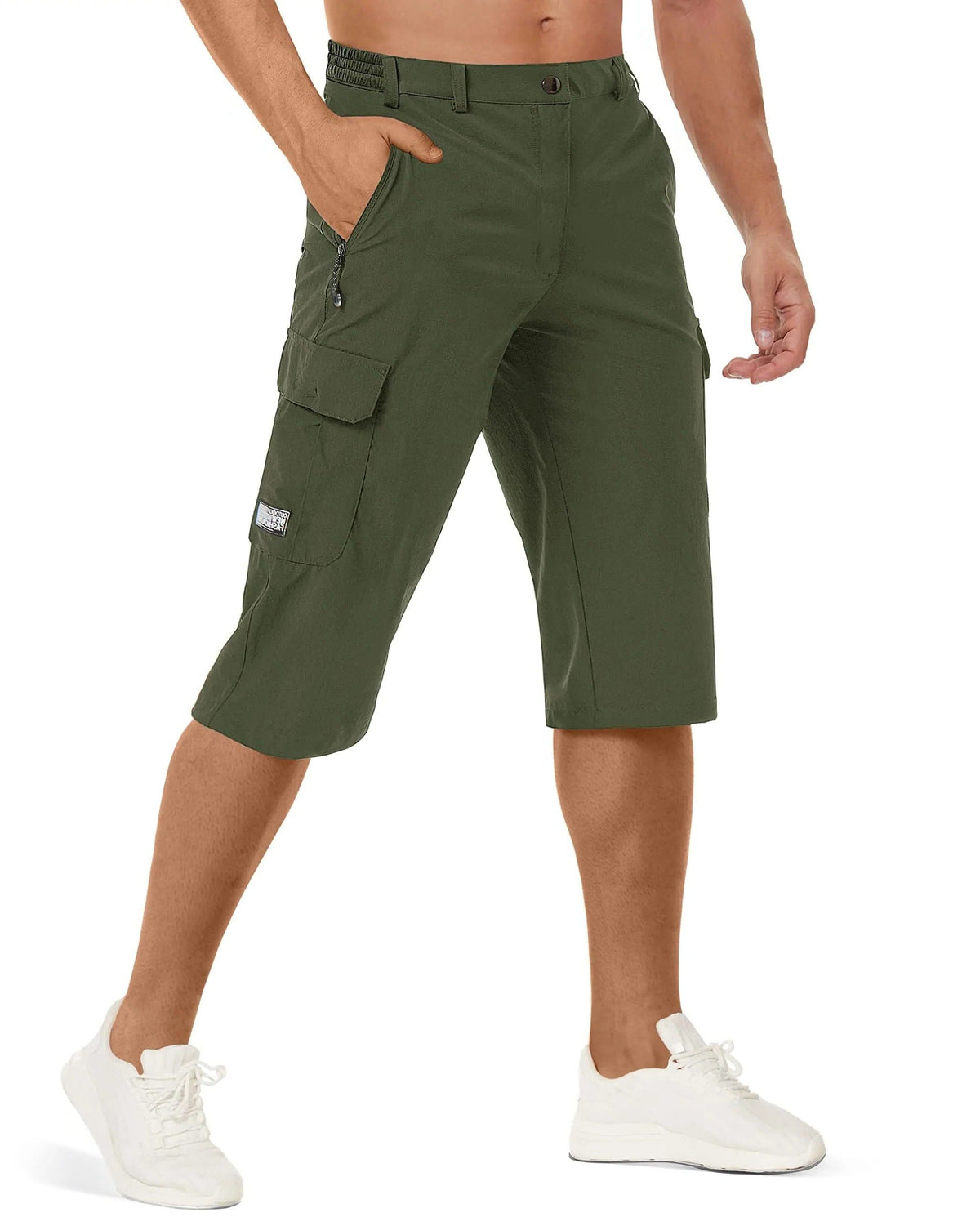 Short Cargo avec Poches Latérales pour Homme - Vert olive