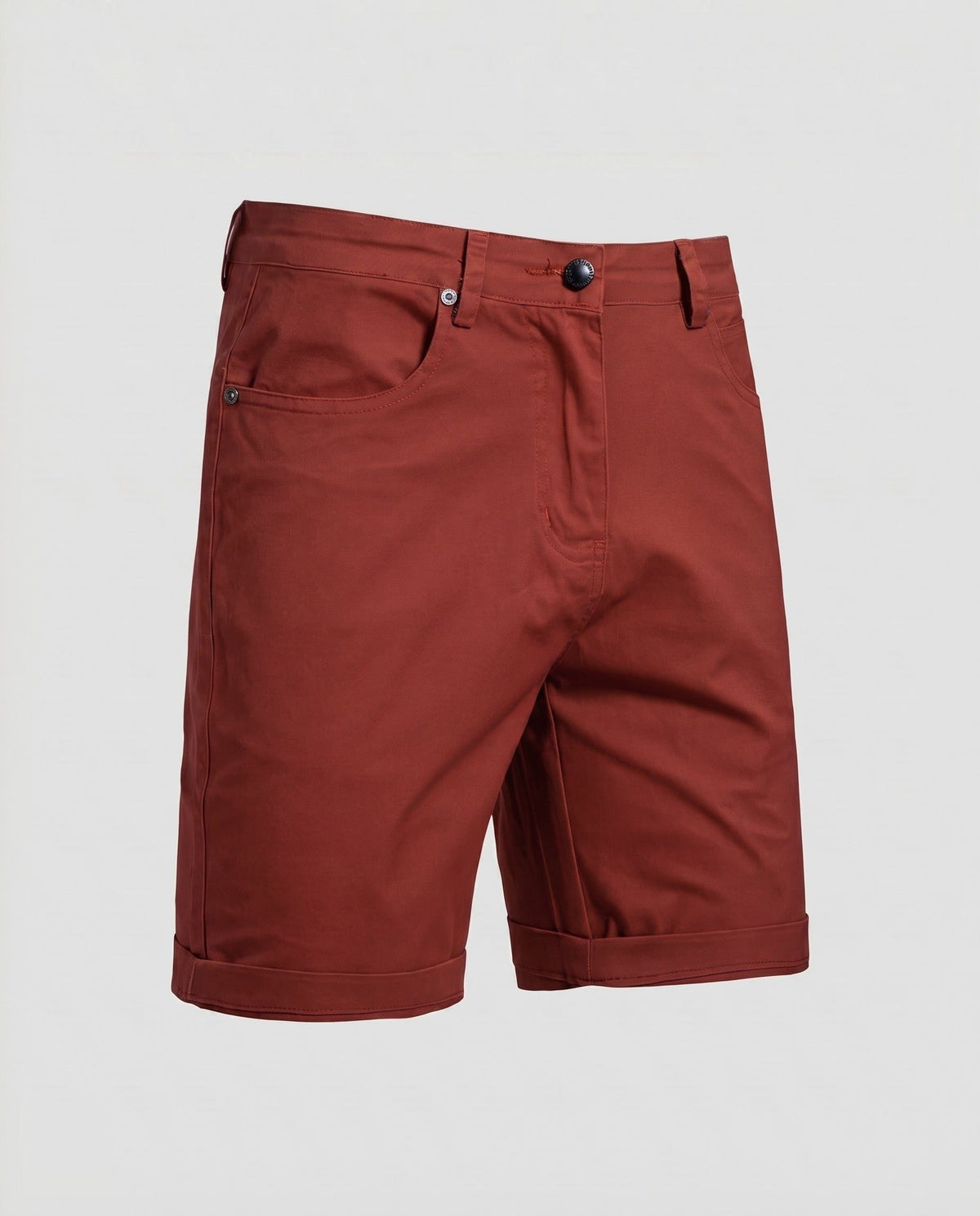 Short Chino à Revers pour Homme - Brun rougeâtre