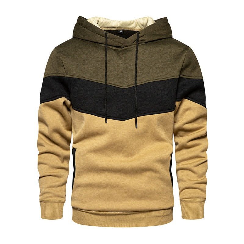 Sweat à Capuche Blocs de Couleur pour Homme - Vert olive